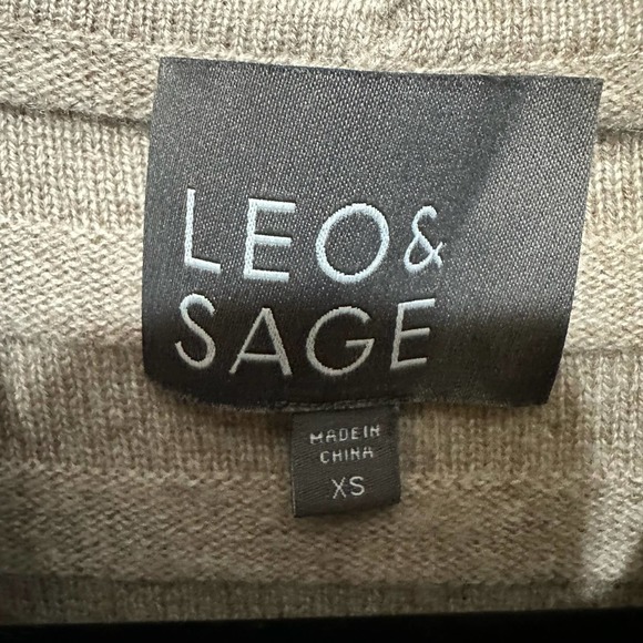 Revolve Leo & Sage Sweater Womens Extra Small Tan Cashmere Striped Soft Comfy - Picture 6 of 11